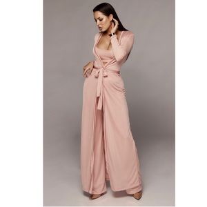 Pink Prosecco Belted Duster & Crop Top